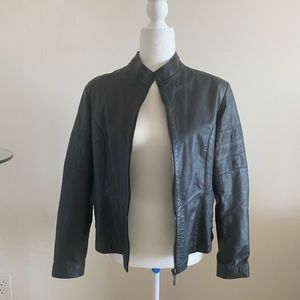 Black Leather Jacket Size 14